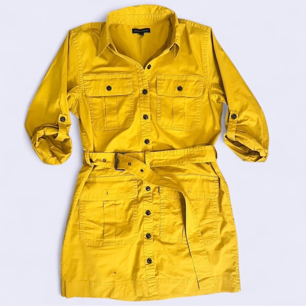 Yellow Button-Up Shirt Dress